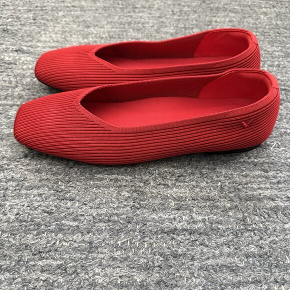VIVAIA Shoes US 9 EURO 40.5 Square-Toe V-Cut Flats Margot 2.0 Red Ballet Knit - Picture 2 of 13